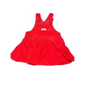 Osh Kosh B’gosh Red Corduroy overalls dress - Size 24 months vintage EUC
